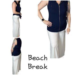 Beach Break white stretchy high waist wide leg pants. Summer beach Sz M